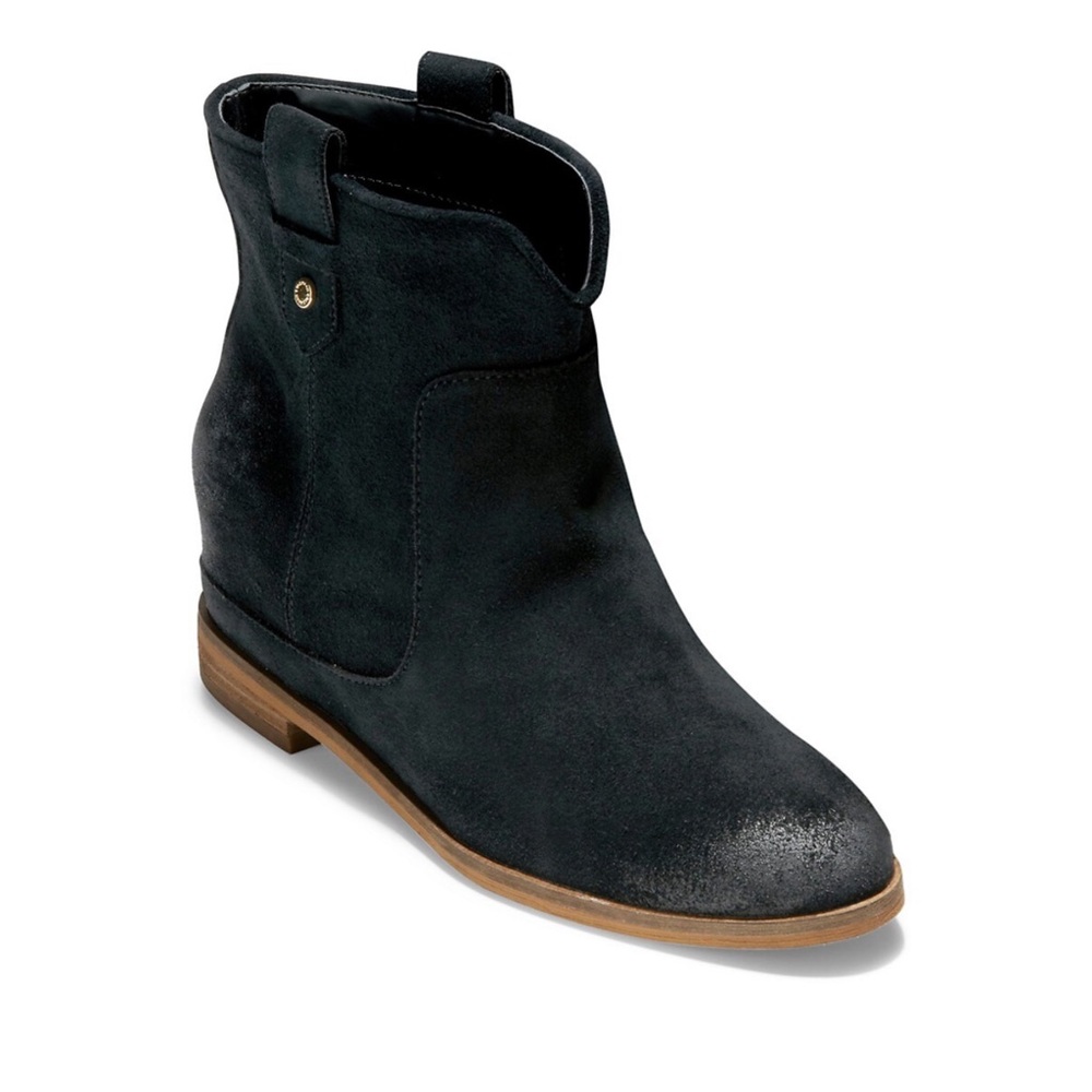 NEW Cole Haan W Rayna Suede Wedge Booties Black Size 9.5